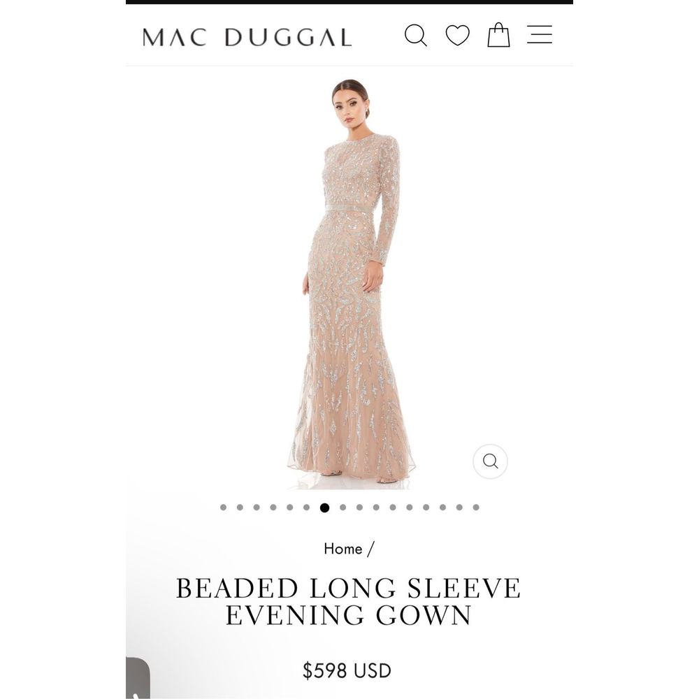 Mac Duggal NWT Authentic $598 Beaded Long Sleeve Evening Gown size 14 style 5124 - Picture 5 of 7